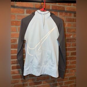 Nike Light Blue & Gray Swoosh Hoodie Therma-Fit